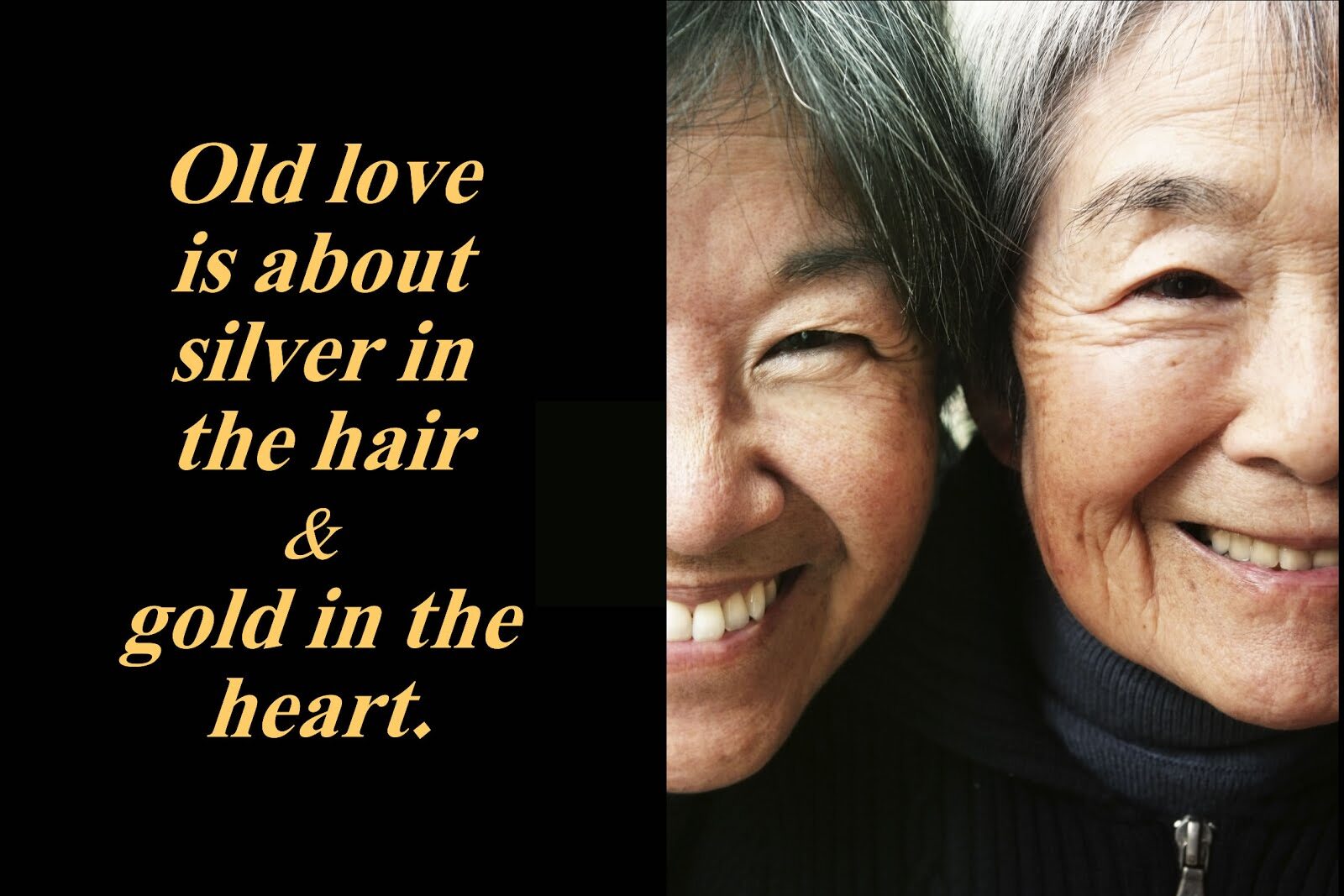 Old love is about silver in the hair and gold in the heart.