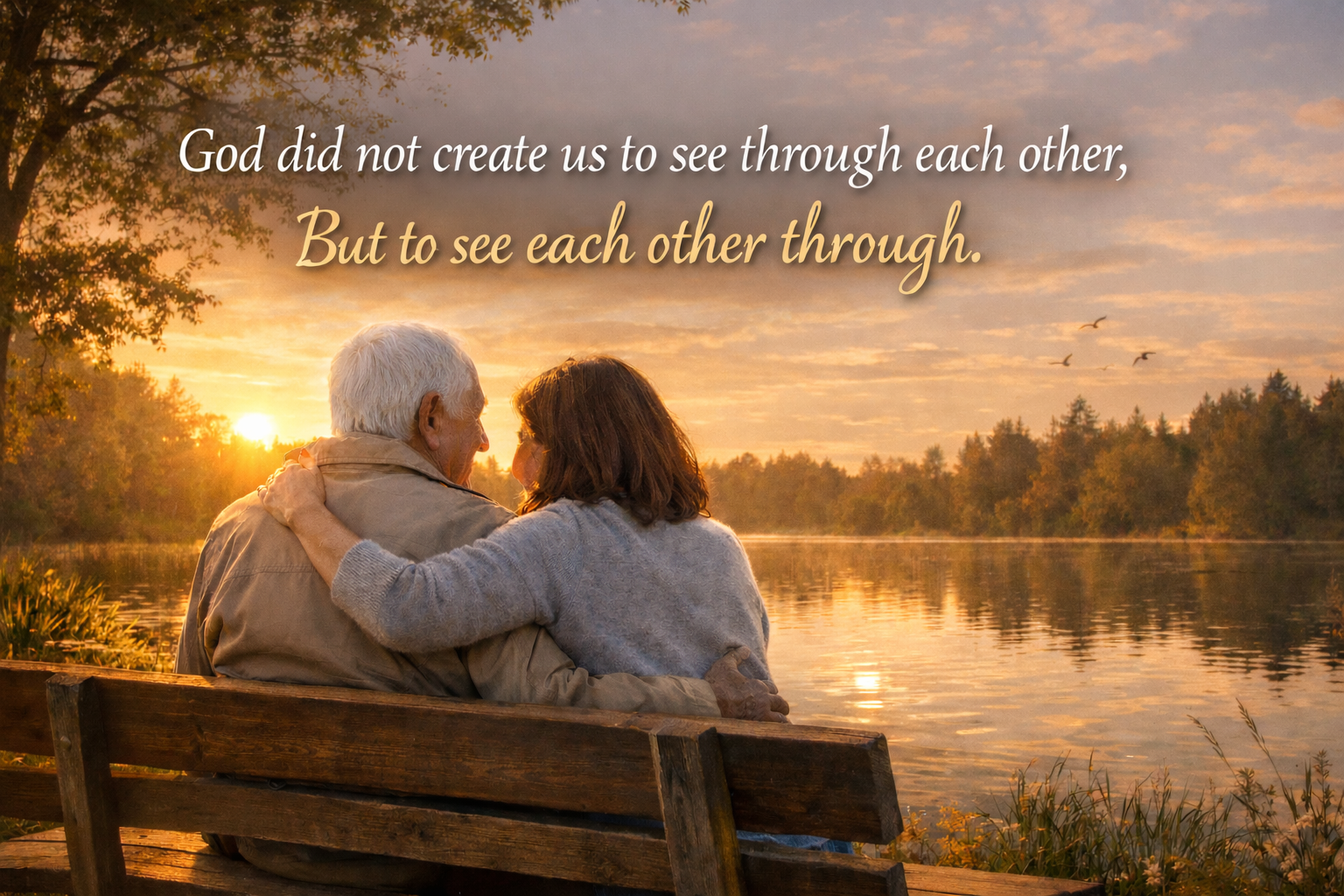God did not create us to see through each other, But to see each other through.