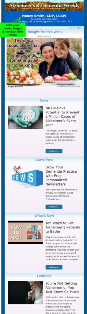Alzheimer's Weekly Newsletter