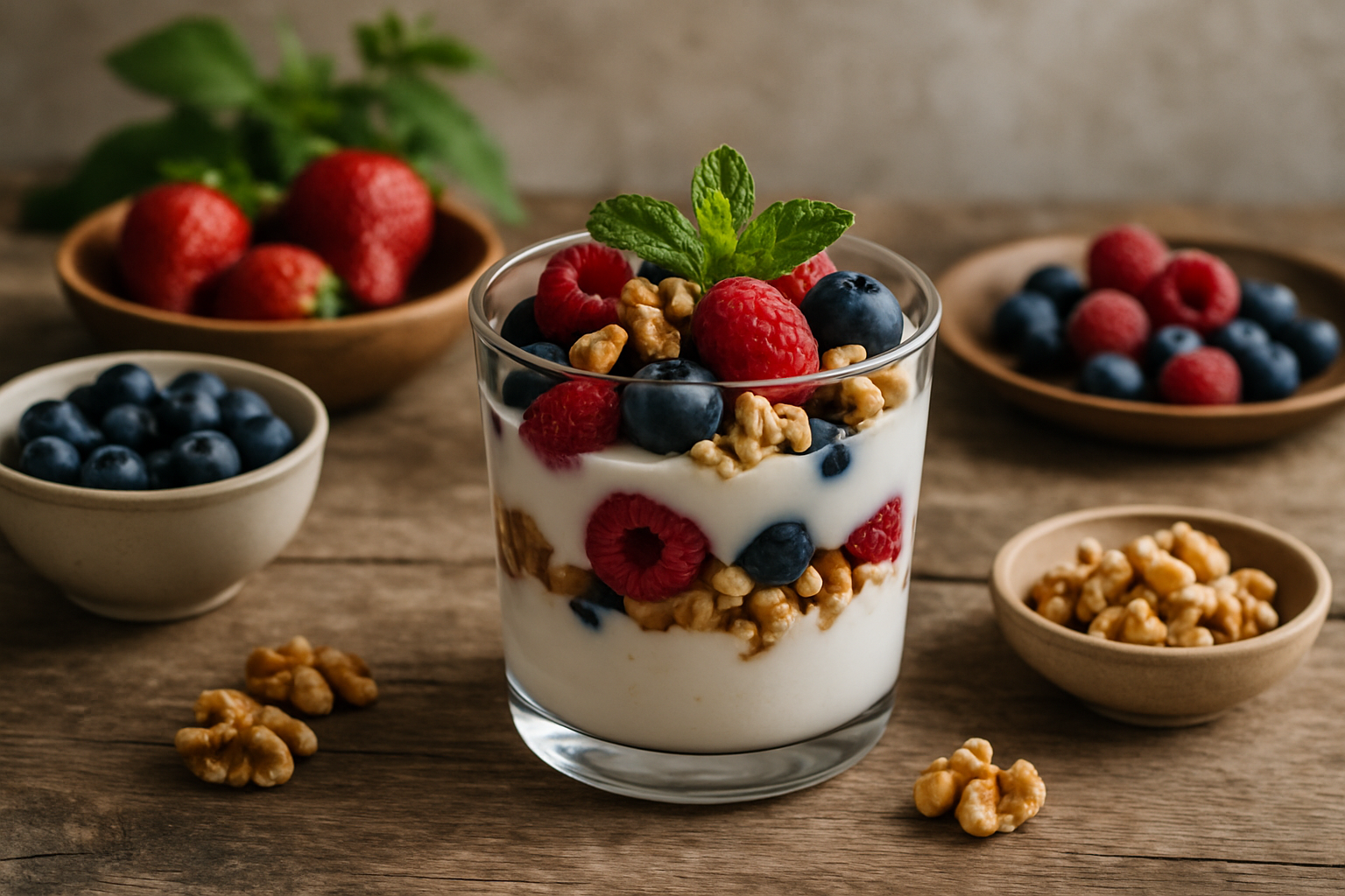 Berry Walnut Yogurt Parfait