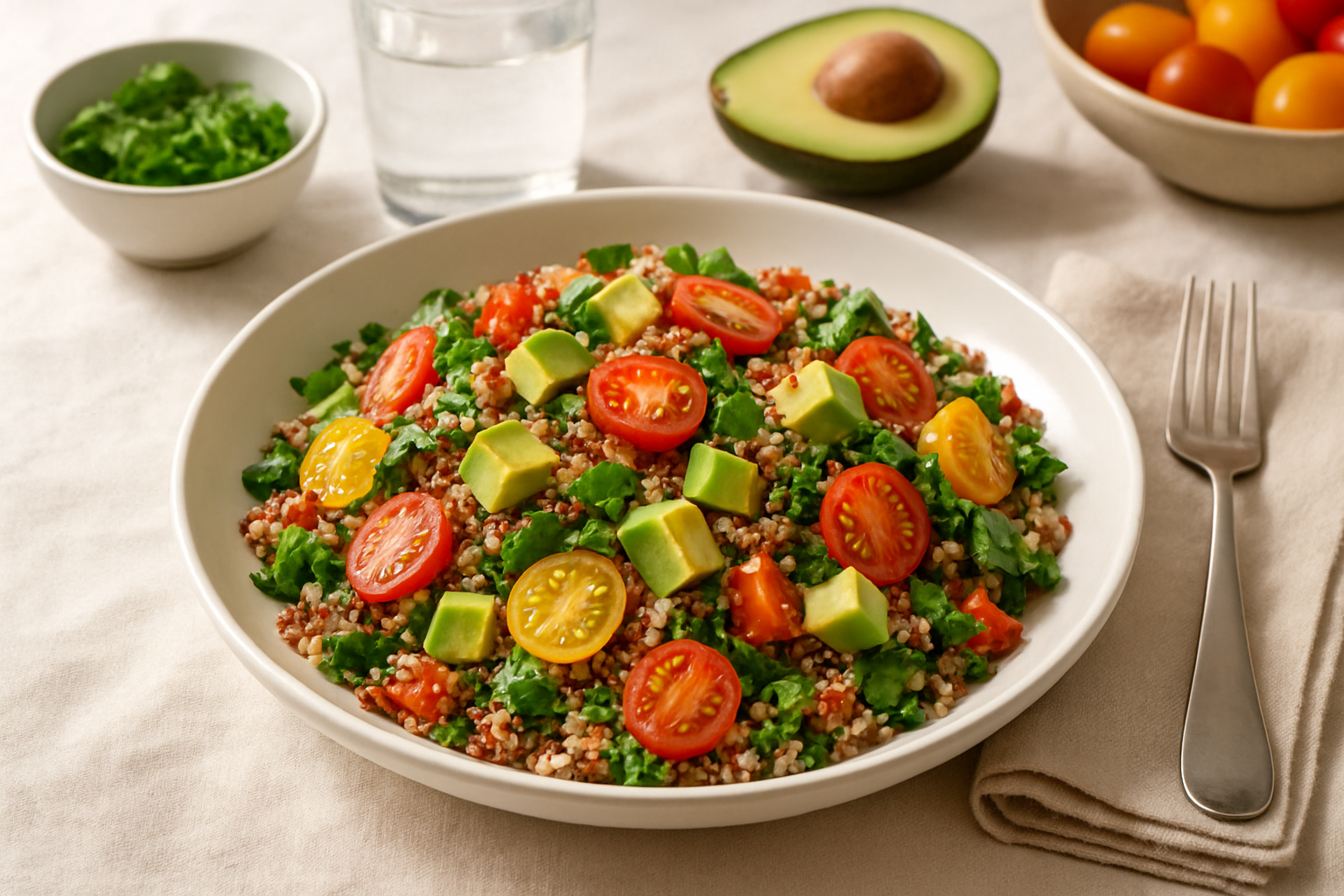 Colorful Quinoa Salad with Avocado and Tomato
