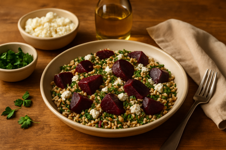 Herbed Farro Salad with Roasted Beets and Feta
