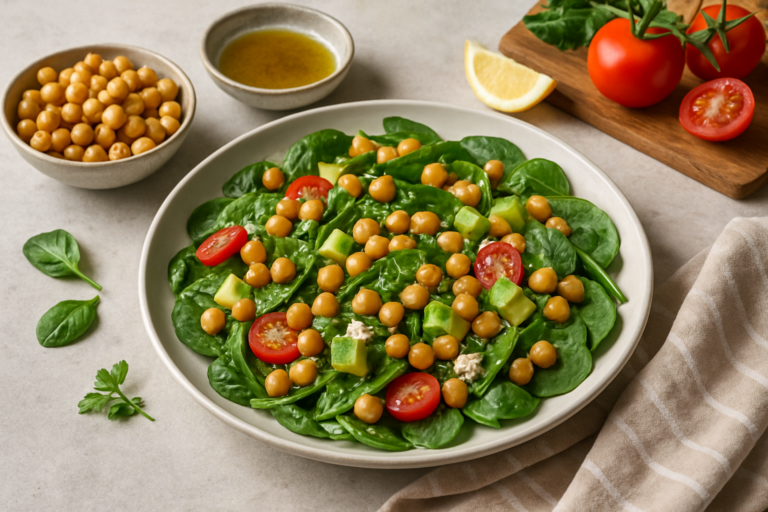 Mediterranean Chickpea and Spinach Salad