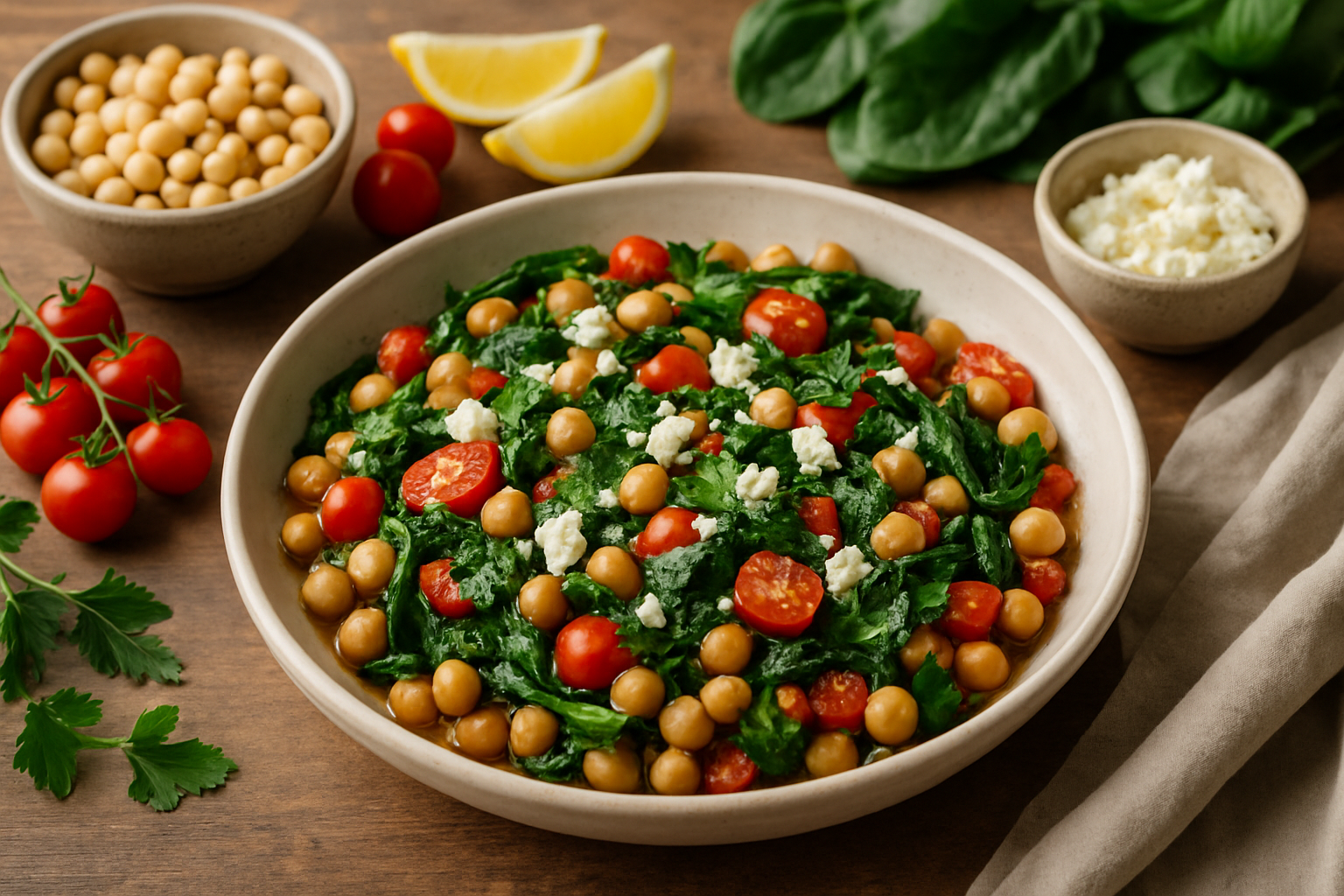 Mediterranean Chickpea & Spinach Sauté
