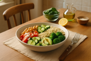 Mediterranean MIND Diet Rainbow Veggie & Quinoa Bowl