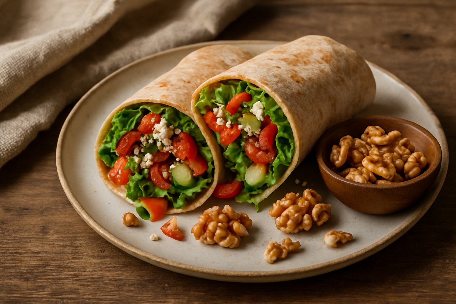 Mediterranean Veggie & Walnut Wrap