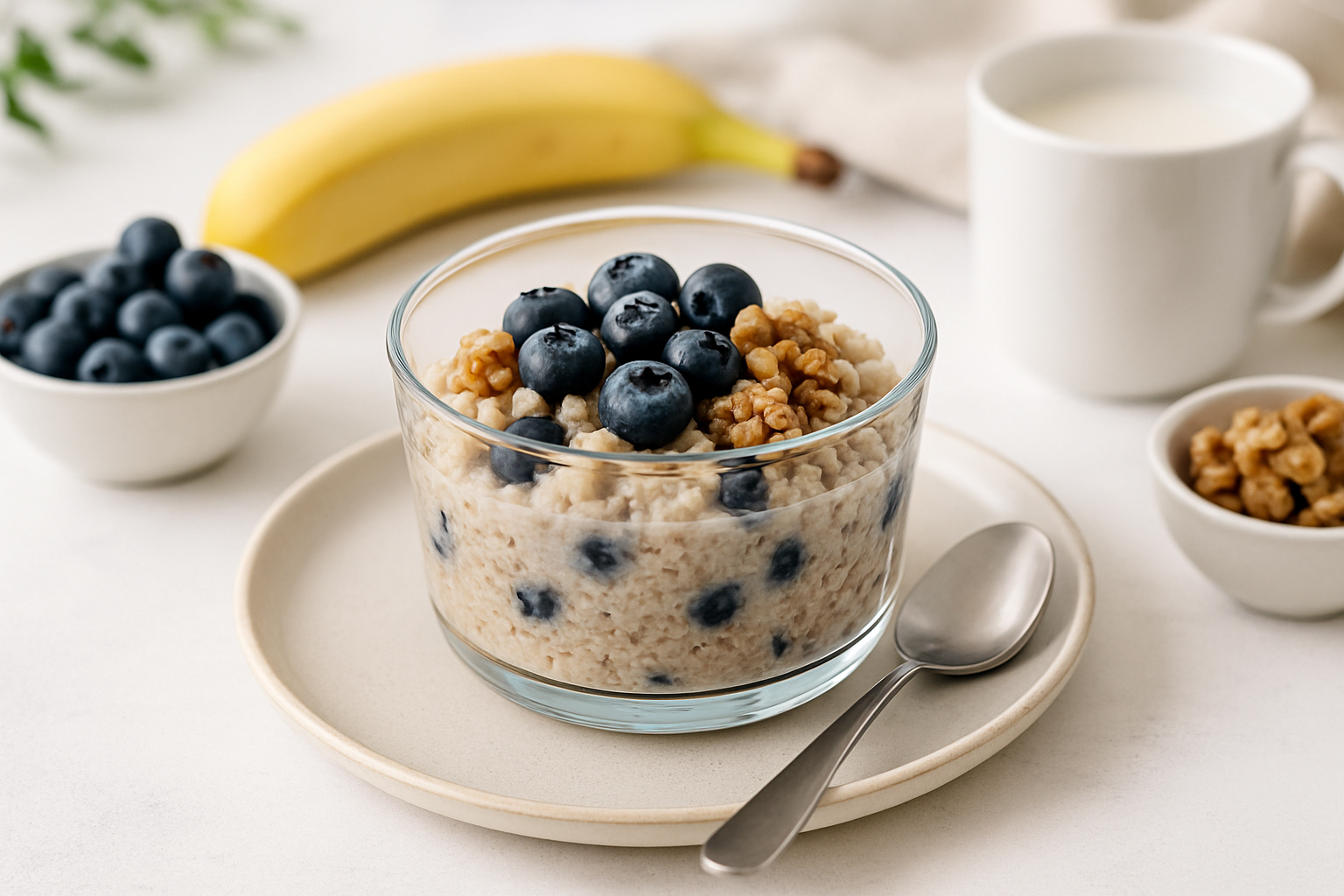 Quick Blueberry Walnut Oatmeal