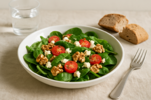 Quick Mediterranean Spinach & Walnut Salad