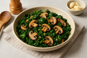Sautéed Kale and Mushrooms with Garlic