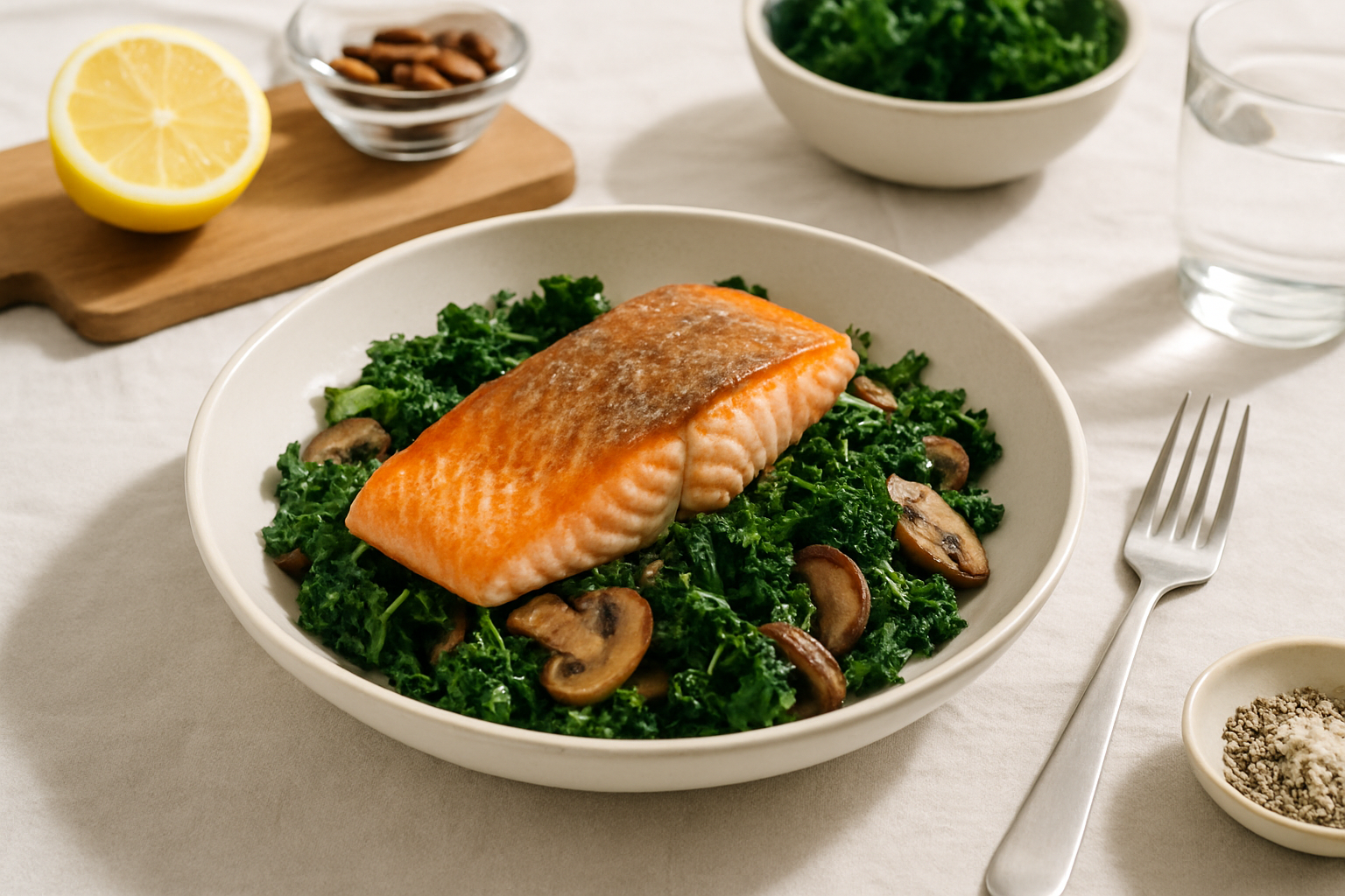 Simple Salmon and Kale Sauté