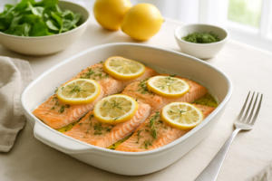 Soft Baked Salmon with Lemon and Dill