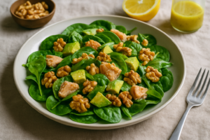 Spinach and Walnut Salad with Lemon-Dijon Dressing